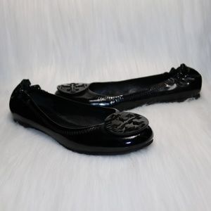 Tory Burch Sz 6 Reva Ballet Black Leather Flats